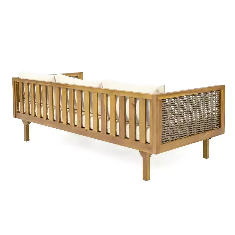 Canapé-lit 3 places Christopher Knight Home Pascal en bois d'acacia rustique rembourré avec table basse