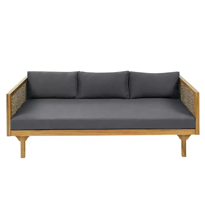 Canapé-lit 3 places Christopher Knight Home Pascal en bois d'acacia rustique rembourré avec table basse