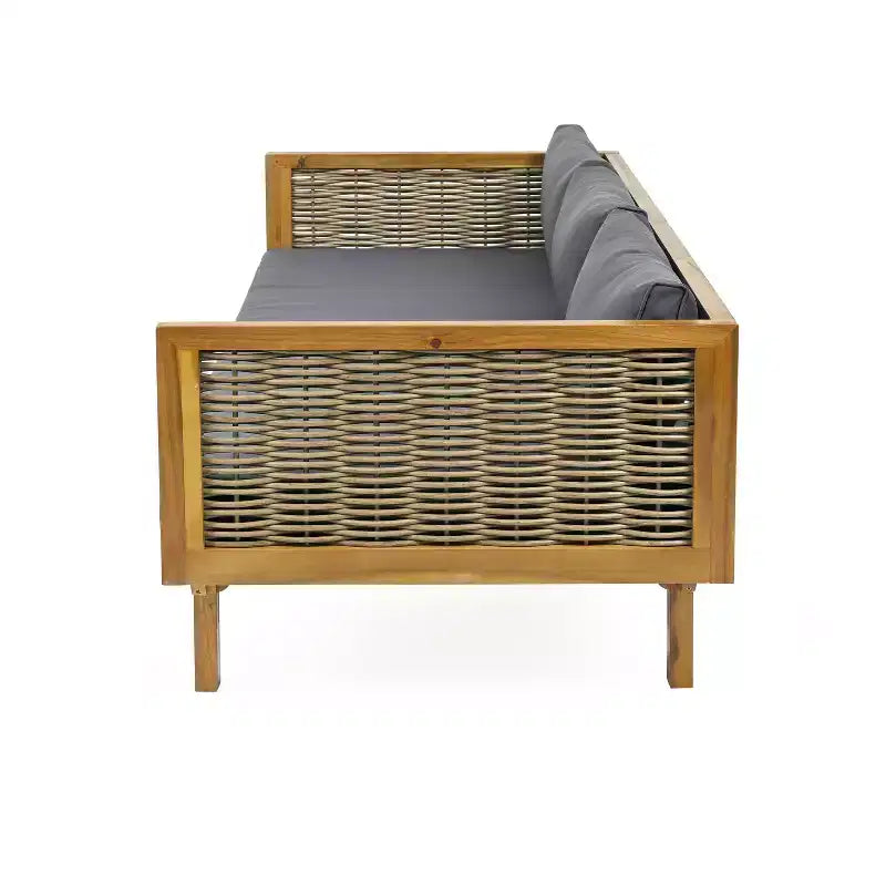 Canapé-lit 3 places Christopher Knight Home Pascal en bois d'acacia rustique rembourré avec table basse