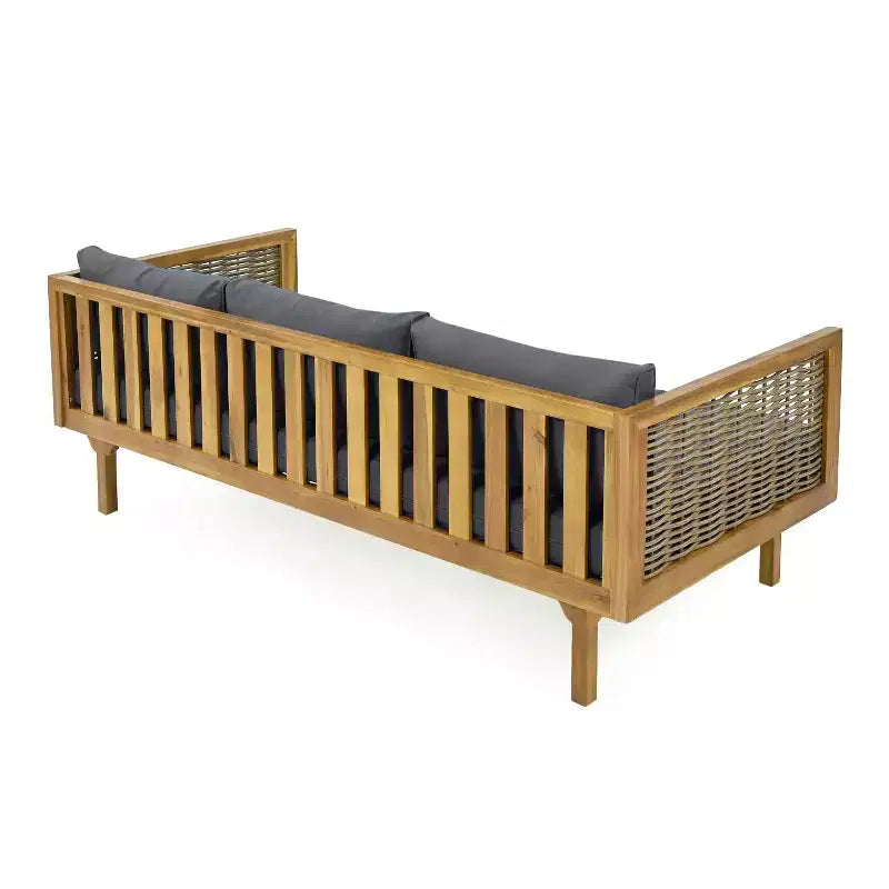 Canapé-lit 3 places Christopher Knight Home Pascal en bois d'acacia rustique rembourré avec table basse