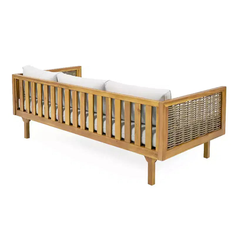 Canapé-lit 3 places Christopher Knight Home Pascal en bois d'acacia rustique rembourré avec table basse