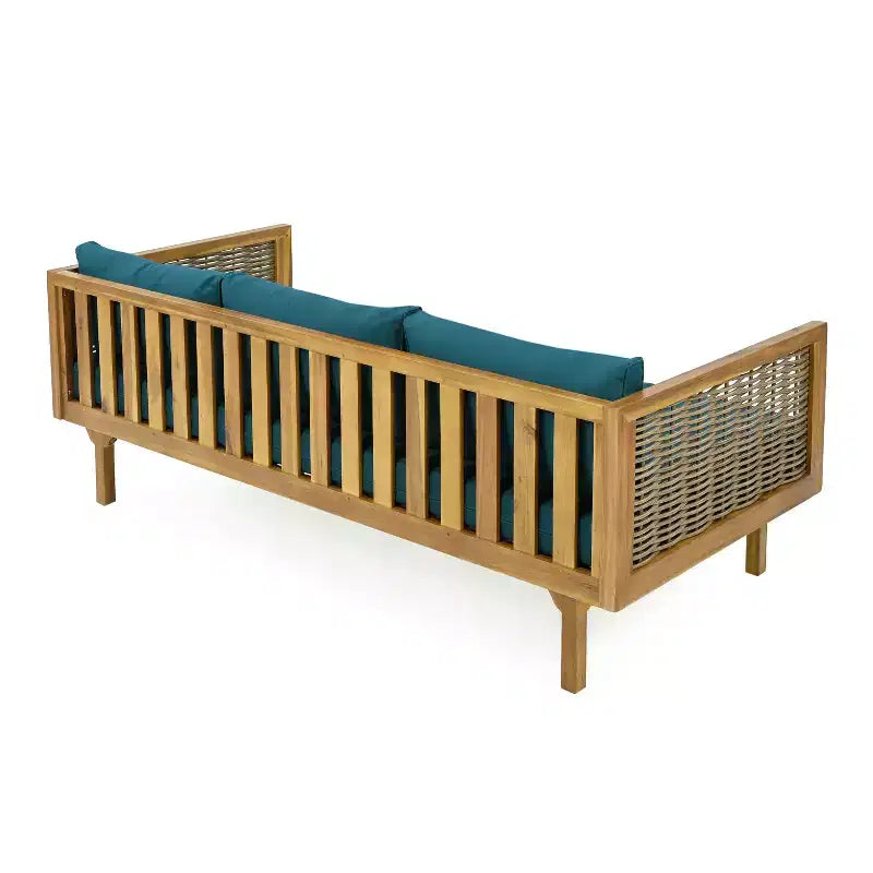 Canapé-lit 3 places Christopher Knight Home Pascal en bois d'acacia rustique rembourré avec table basse
