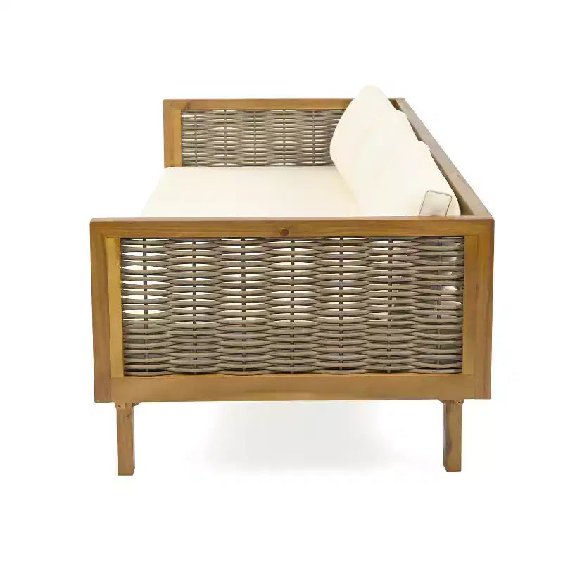 Canapé-lit 3 places Christopher Knight Home Pascal en bois d'acacia rustique rembourré avec table basse