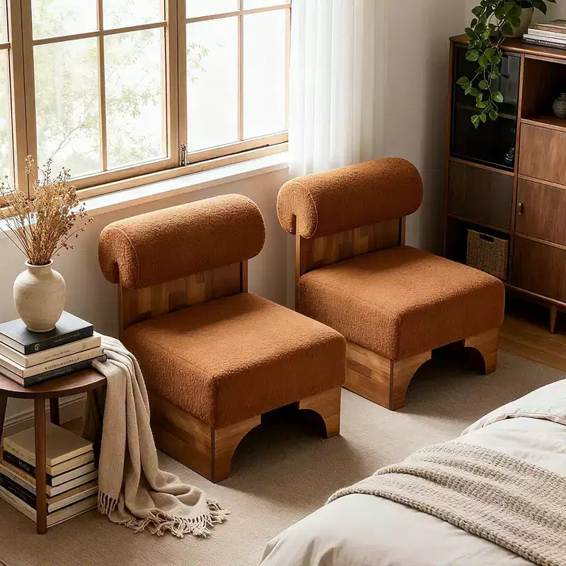 Christopher Knight Home Pedro Rubberwood Boucle Upholstered Accent Chair with Rolled Backrest
