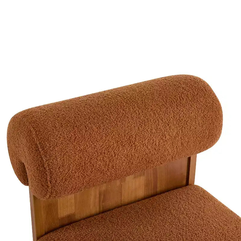 Christopher Knight Home Pedro Rubberwood Boucle Upholstered Accent Chair with Rolled Backrest