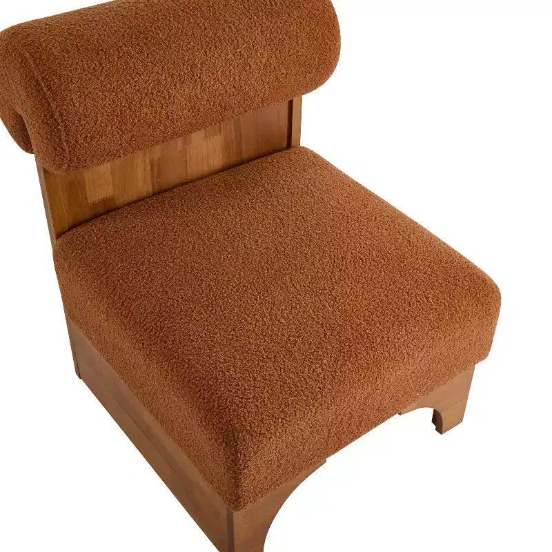 Christopher Knight Home Pedro Rubberwood Boucle Upholstered Accent Chair with Rolled Backrest