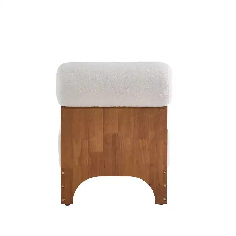 Christopher Knight Home Pedro Rubberwood Boucle Upholstered Accent Chair with Rolled Backrest