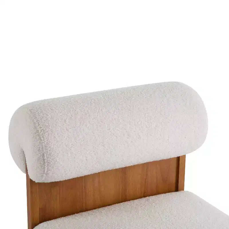 Christopher Knight Home Pedro Rubberwood Boucle Upholstered Accent Chair with Rolled Backrest