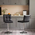 Ensemble de 4 tabourets de bar pivotants réglables : Tabourets de comptoir en cuir PU avec dossier carré et assise rembourrée (Cuisine/Bar Moderne)