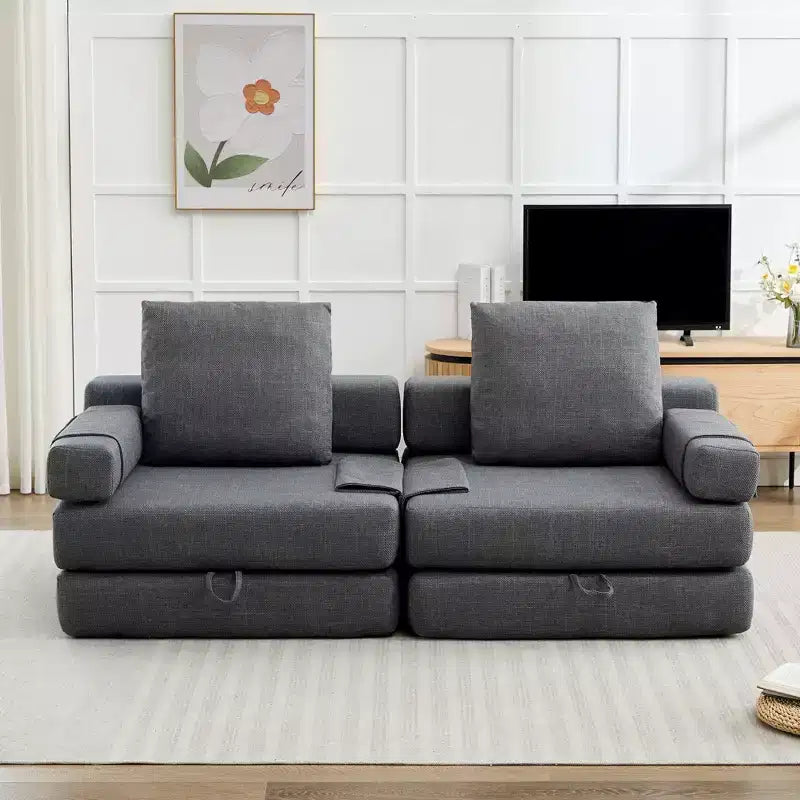 HYEORY Modern Fold Down Chair Flip Out Lounger Convertible Sleeper Sofa Bed Couch