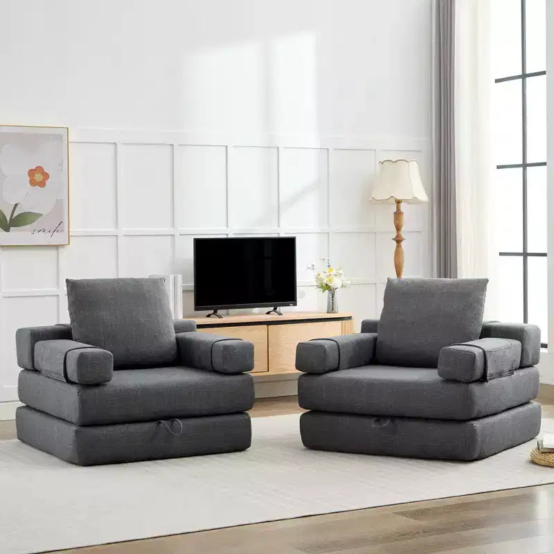 HYEORY Modern Fold Down Chair Flip Out Lounger Convertible Sleeper Sofa Bed Couch