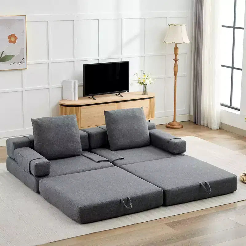 HYEORY Modern Fold Down Chair Flip Out Lounger Convertible Sleeper Sofa Bed Couch