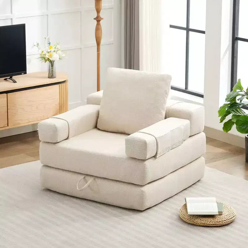 HYEORY Modern Fold Down Chair Flip Out Lounger Convertible Sleeper Sofa Bed Couch