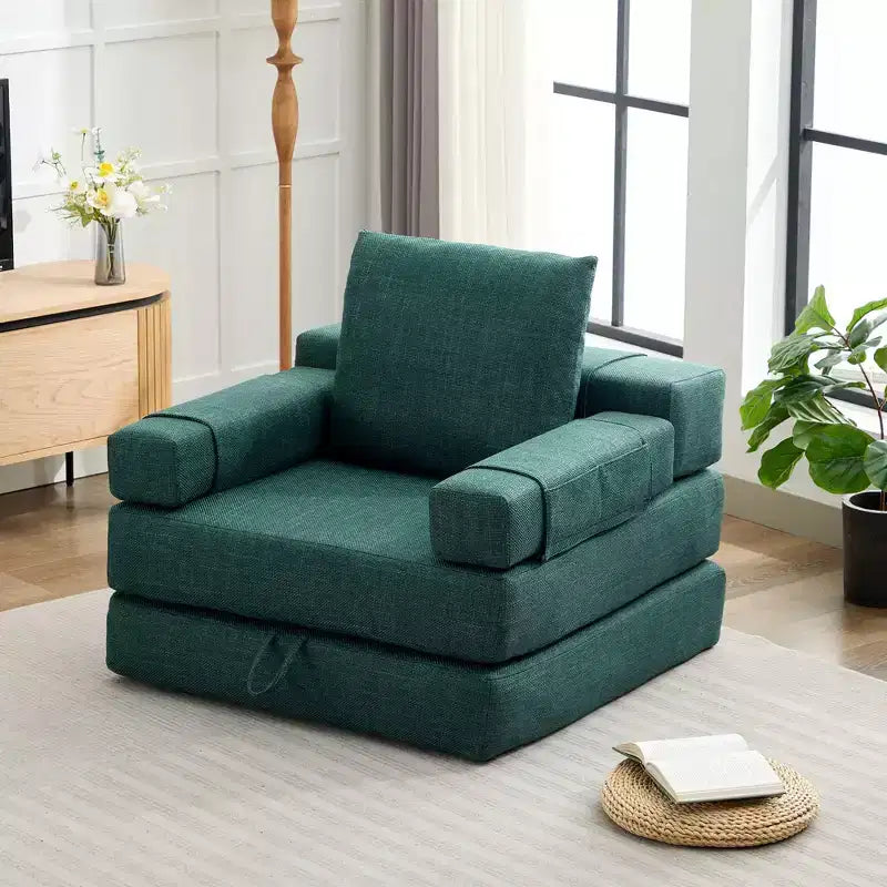 HYEORY Modern Fold Down Chair Flip Out Lounger Convertible Sleeper Sofa Bed Couch