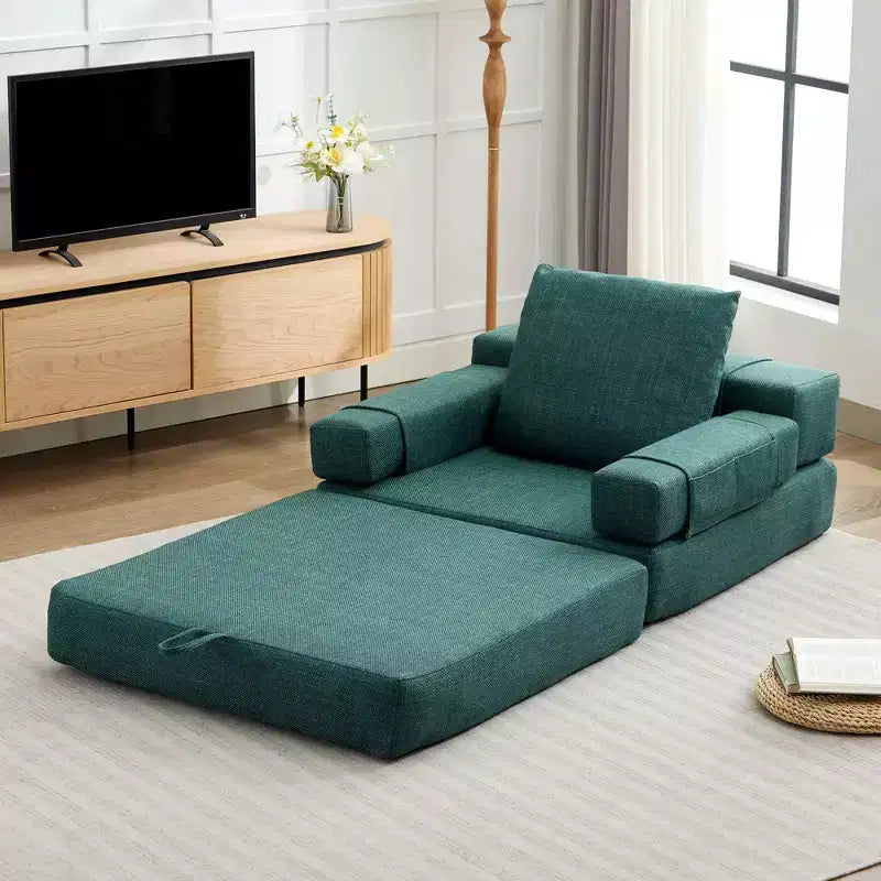 HYEORY Modern Fold Down Chair Flip Out Lounger Convertible Sleeper Sofa Bed Couch