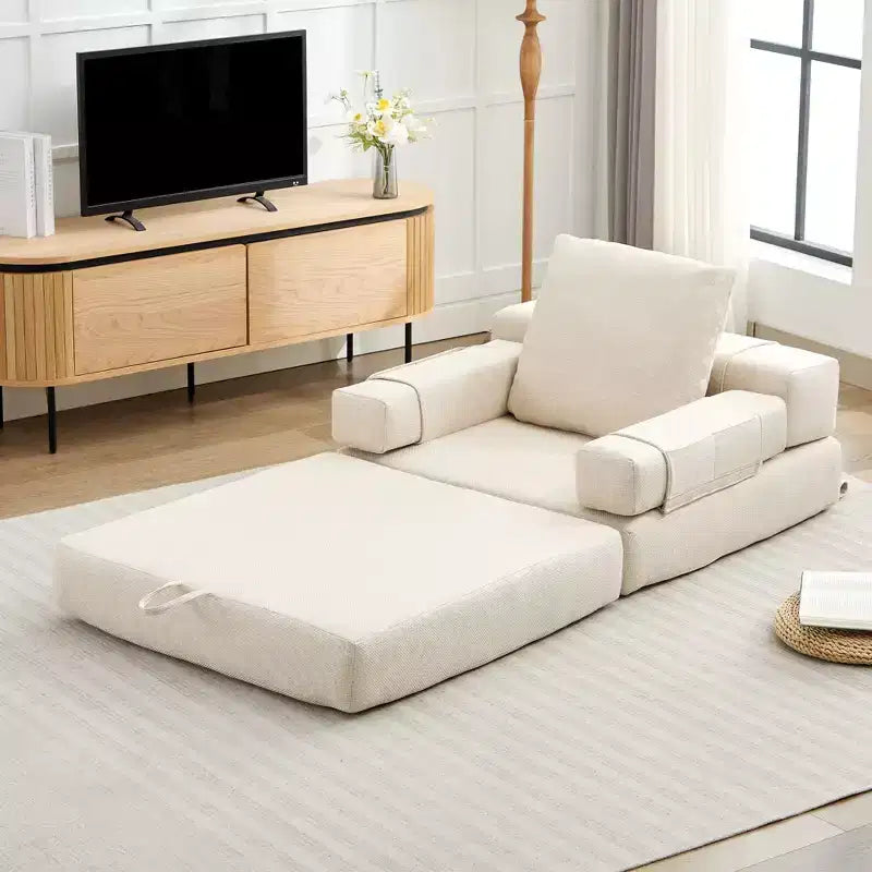 HYEORY Modern Fold Down Chair Flip Out Lounger Convertible Sleeper Sofa Bed Couch