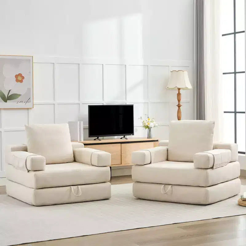 HYEORY Modern Fold Down Chair Flip Out Lounger Convertible Sleeper Sofa Bed Couch