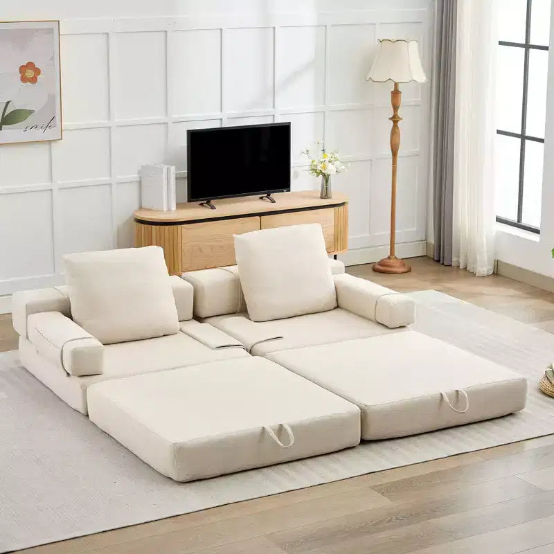HYEORY Modern Fold Down Chair Flip Out Lounger Convertible Sleeper Sofa Bed Couch