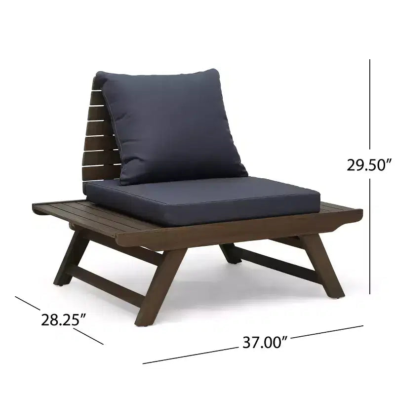 Salon de jardin 4 places Christopher Knight Home Sedona en bois d'acacia avec table d'appoint et coussins