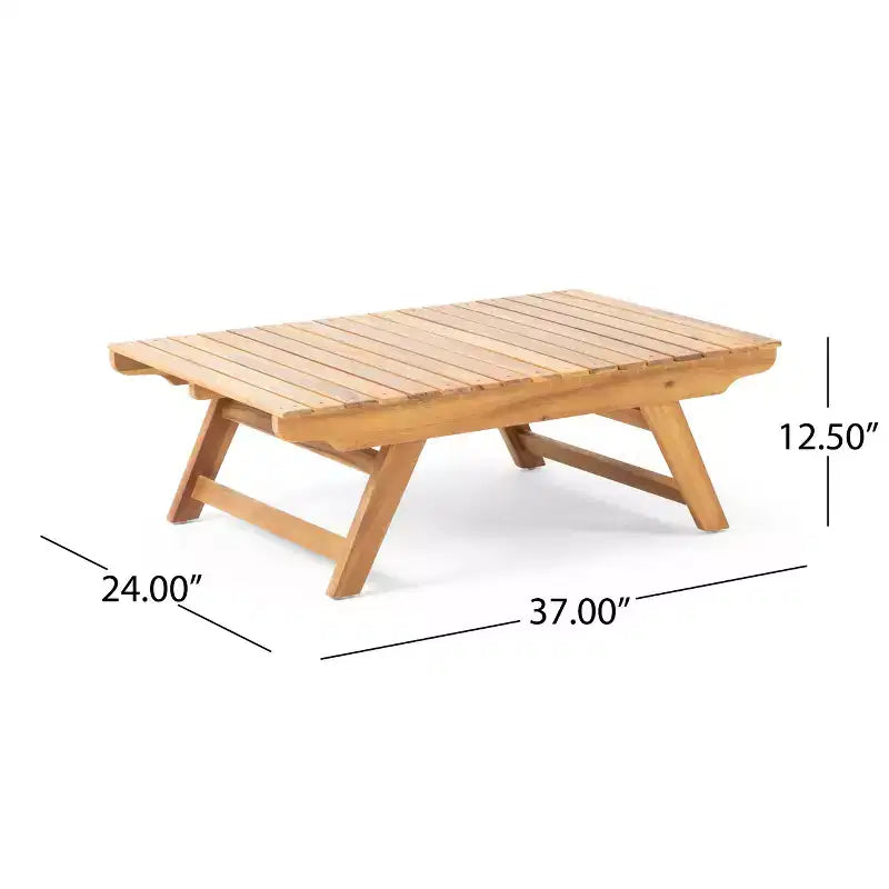 Salon de jardin 4 places Christopher Knight Home Sedona en bois d'acacia avec table d'appoint et coussins