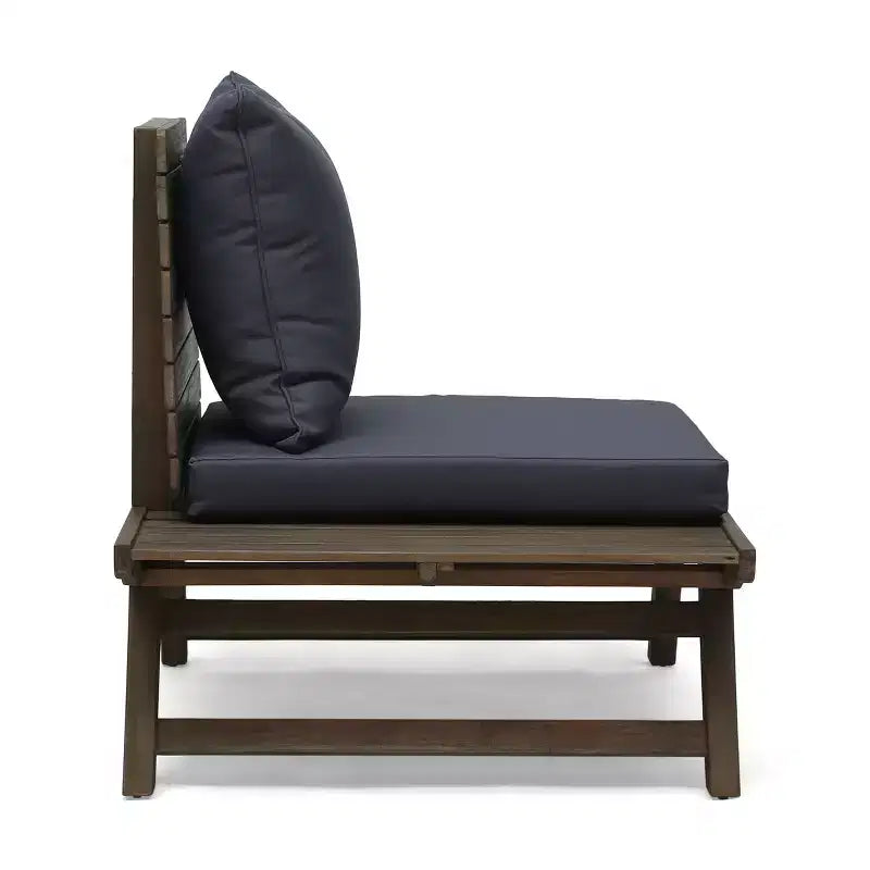 Salon de jardin 4 places Christopher Knight Home Sedona en bois d'acacia avec table d'appoint et coussins