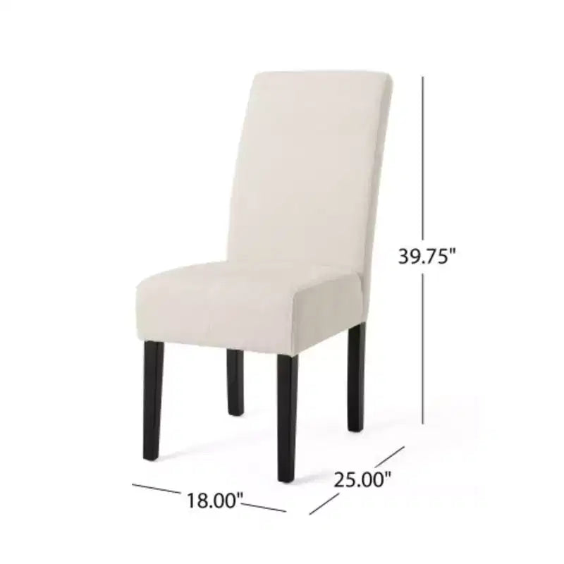 Elegant Beige Fabric Upholstered Dining Room Chairs - Matching Pair Set