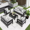Heynemo Aluminum Patio Furniture Set, 5 Pieces Modern Outdoor Conversation Set with Cushion and Coffee Table