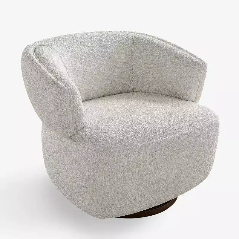 Heynemo Swivel Barrel Chair, Fully Assembled Accent Lounge Sofa with 360-Degree Base, Round Club Chair for Living Room, Bedroom, Office, Ivory