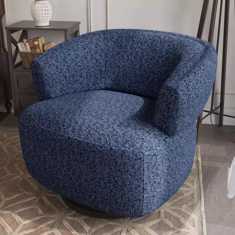 Heynemo Swivel Barrel Chair, Fully Assembled Accent Lounge Sofa with 360-Degree Base, Round Club Chair for Living Room, Bedroom, Office, Ivory