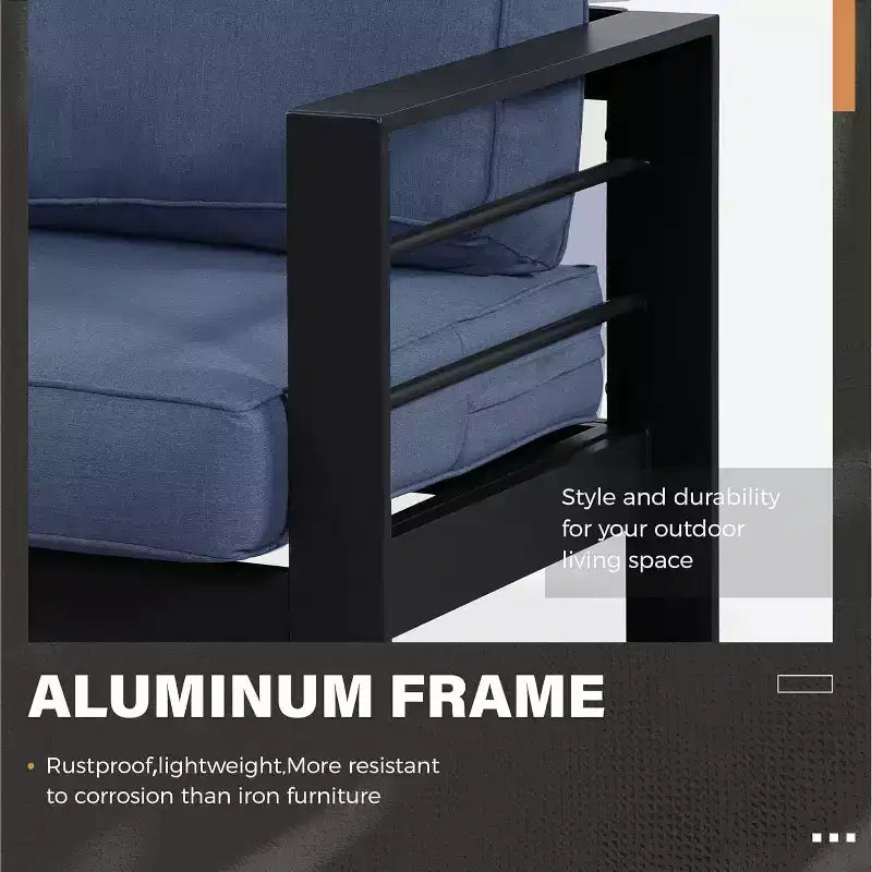 Ensemble de mobilier de jardin en aluminium Heynemo avec table brasero, mobilier d'extérieur en métal 4 pièces avec coussins pour jardin