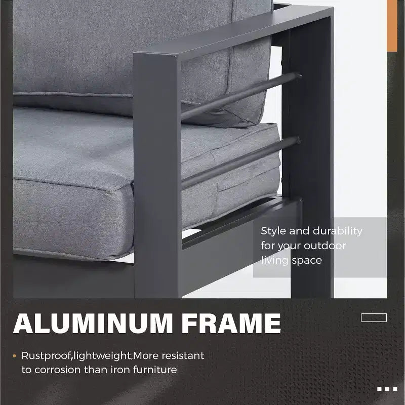 Ensemble de mobilier de jardin en aluminium Heynemo avec table brasero, mobilier d'extérieur en métal 4 pièces avec coussins pour jardin