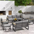 Heynemo Aluminum Patio Furniture Set, 7 Piece Outdoor Conversation Set with Coffee Table, Metal Patio Furniture Set for Porch Backyard Garden