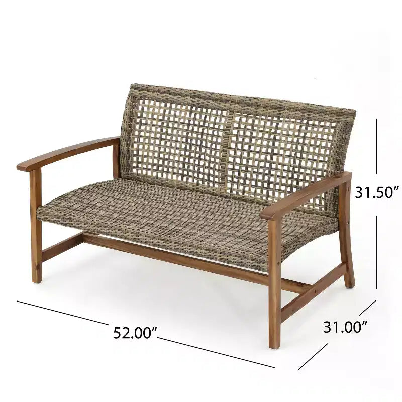 Christopher Knight Home Hampton Salon de jardin 6 places en bois d'acacia et osier