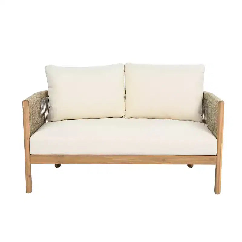 Christopher Knight Home Gillian Ensemble de 4 fauteuils de terrasse en bois d'acacia tressé avec corde