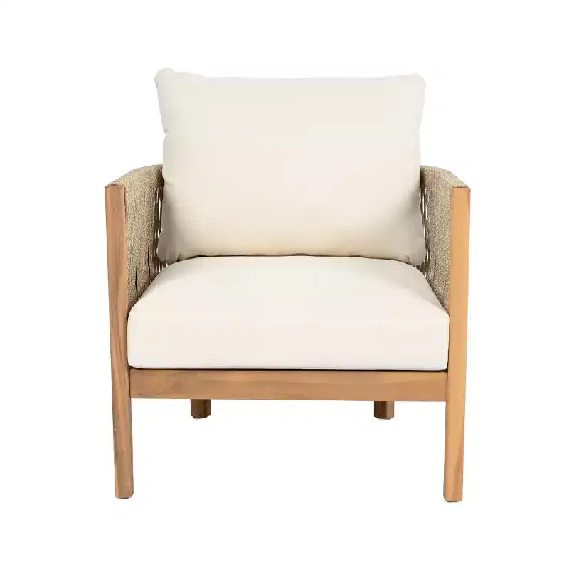 Christopher Knight Home Gillian Ensemble de 4 fauteuils de terrasse en bois d'acacia tressé avec corde