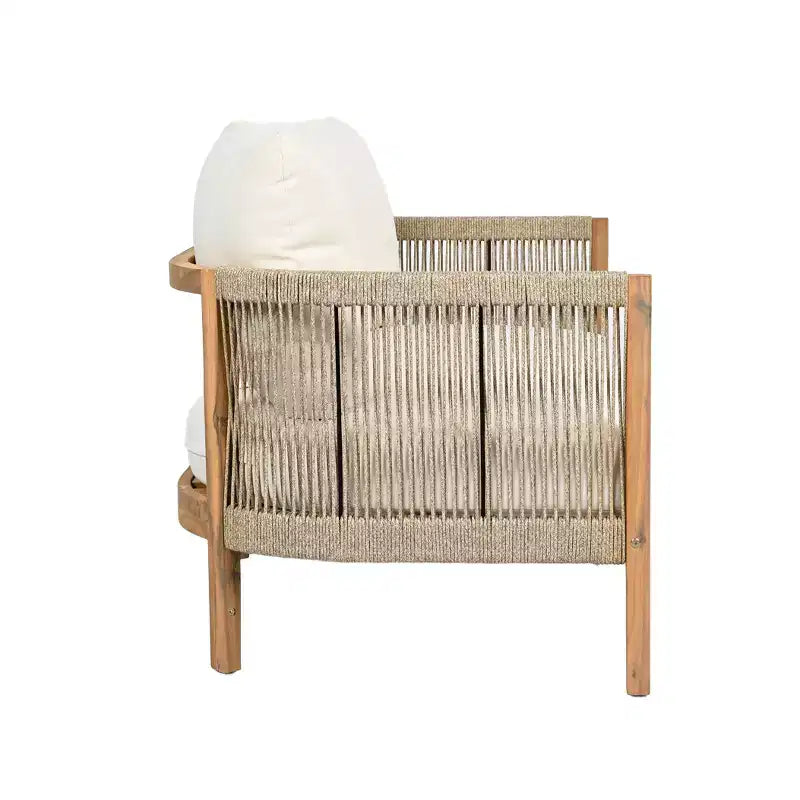 Christopher Knight Home Gillian Ensemble de 4 fauteuils de terrasse en bois d'acacia tressé avec corde