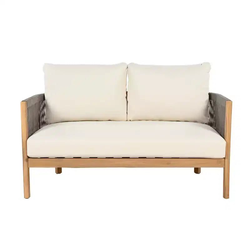 Christopher Knight Home Gillian Ensemble de 4 fauteuils de terrasse en bois d'acacia tressé avec corde