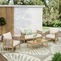 Christopher Knight Home Gillian Ensemble de 4 fauteuils de terrasse en bois d'acacia tressé avec corde