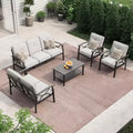 Heynemo Outdoor Patio Furniture Set, 5 Piece Patio Conversation Set with Coffee Table, Metal Furniture Set for Porch Backyard Garden