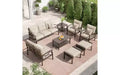 Heynemo Outdoor Patio Furniture Set, 8 Piece Patio Conversation Set with Coffee Table Side Table and Ottomans, Metal Furniture Set for Porch, Grey