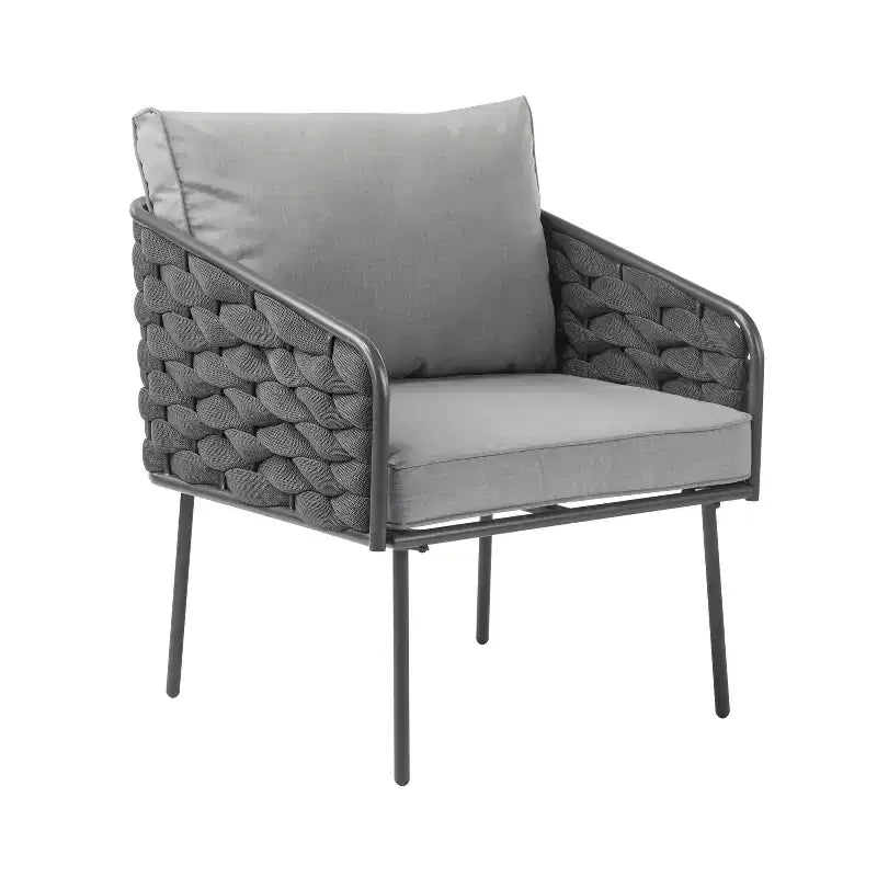 Christopher Knight Home Ebert, ensemble de 4 sièges d'extérieur modernes en métal tressé avec coussins