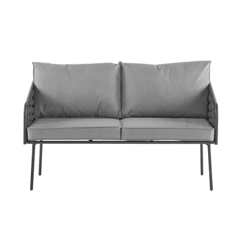 Christopher Knight Home Ebert, ensemble de 4 sièges d'extérieur modernes en métal tressé avec coussins