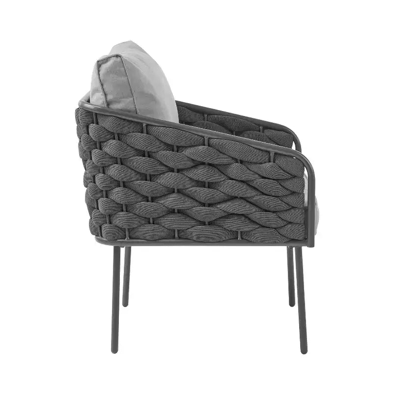 Christopher Knight Home Ebert, ensemble de 4 sièges d'extérieur modernes en métal tressé avec coussins