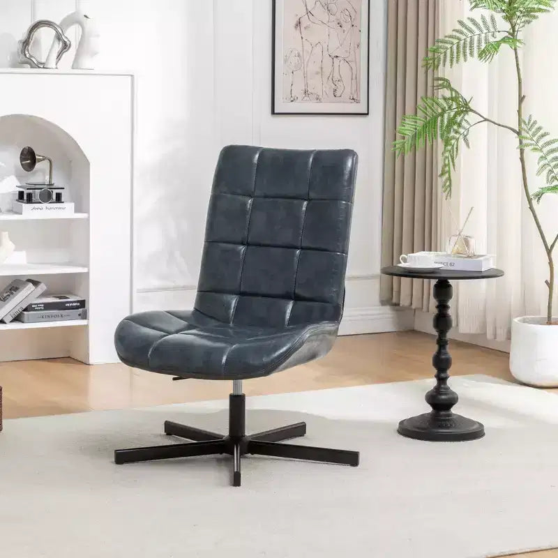 Roundhill Furniture Arlena Faux Leather Tufted Swivel Accent Chair