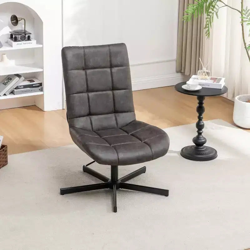 Roundhill Furniture Arlena Faux Leather Tufted Swivel Accent Chair