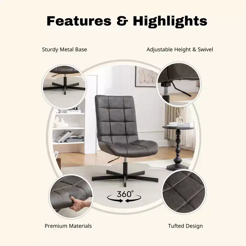 Roundhill Furniture Arlena Faux Leather Tufted Swivel Accent Chair