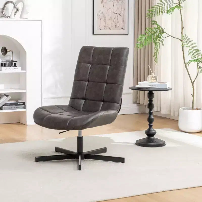 Roundhill Furniture Arlena Faux Leather Tufted Swivel Accent Chair