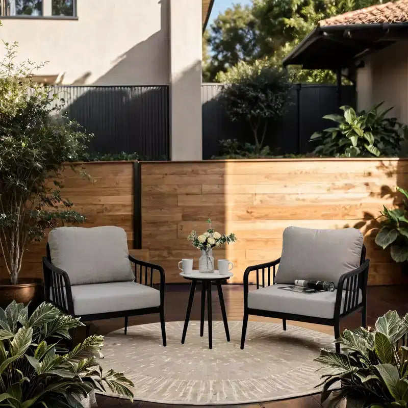 Christopher Knight Home Kerwin Outdoor 3pcs Aluminum and Sunbrella Fabric Conversation Set with Round Sintered Stone Table