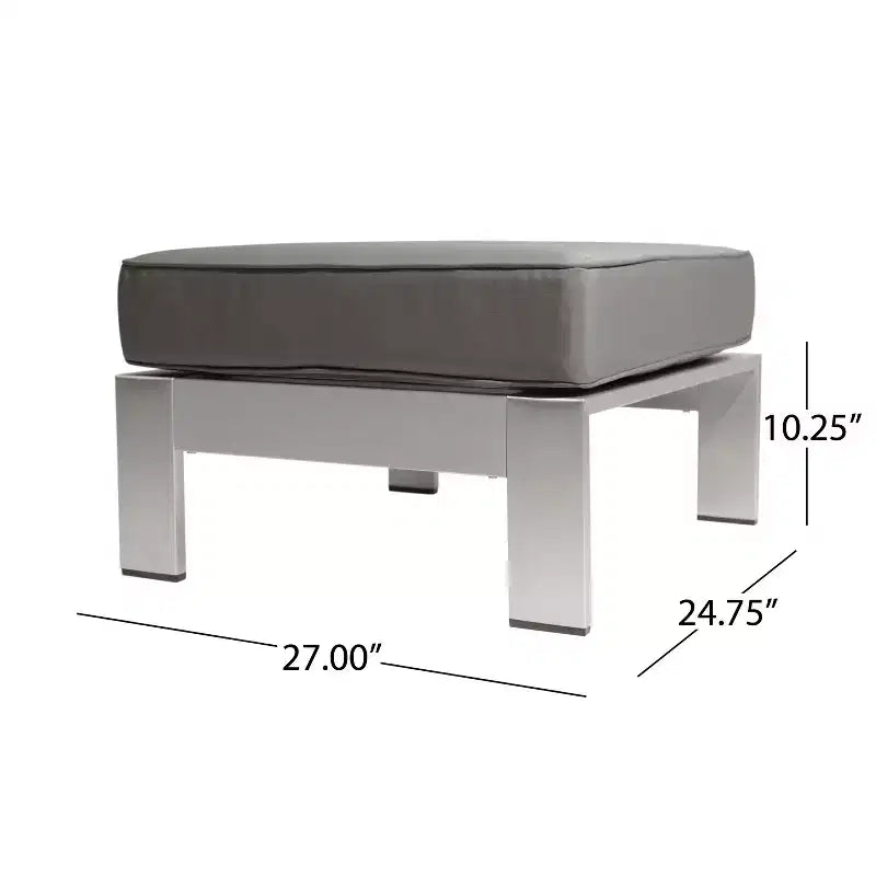 Christopher Knight Home Cape Coral Salon de jardin d'angle 5 places en aluminium avec ottoman, argent/kaki
