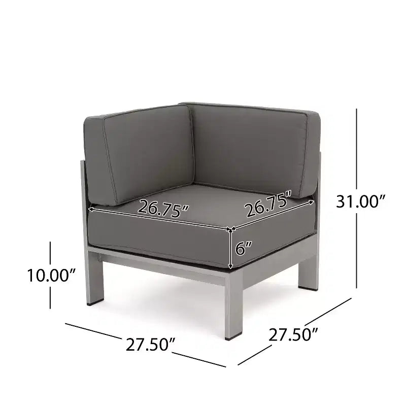 Christopher Knight Home Cape Coral Salon de jardin d'angle 5 places en aluminium avec ottoman, argent/kaki